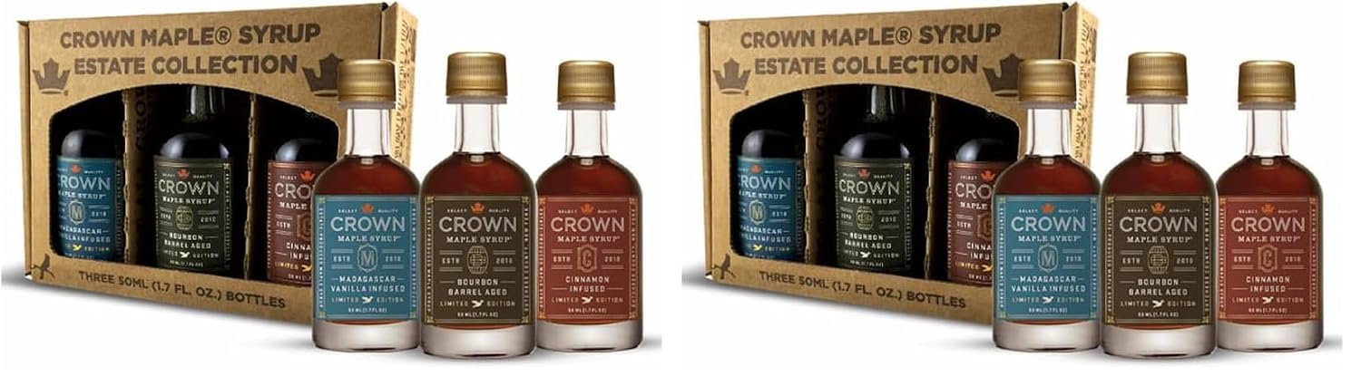 Crown Maple Artisan Trio Collection in Petite 50ML (1.7 Fl. Oz.) Window Box featuring Bourbon Barrel Aged, Madagascar Vanilla Infused