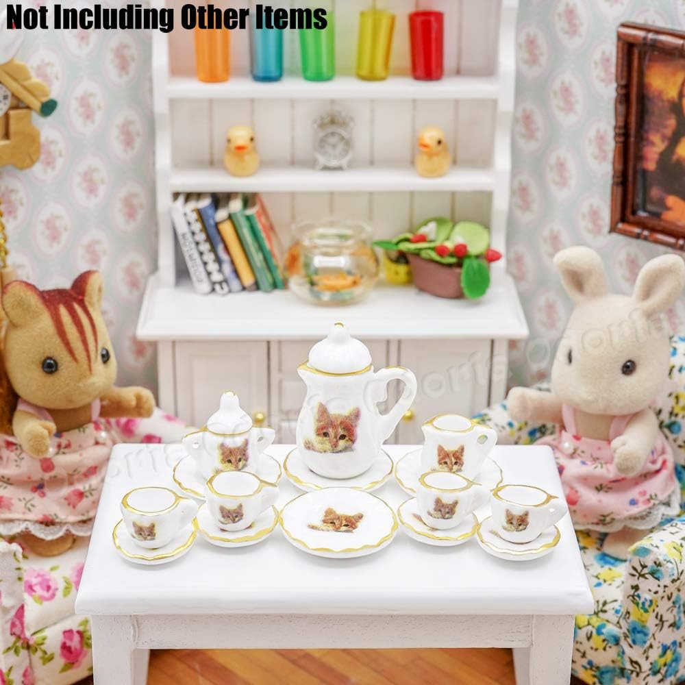 Odoria 1/12 Miniature Porcelain Tea Set 15Pcs Dollhouse Decoration Accessories, Grapes