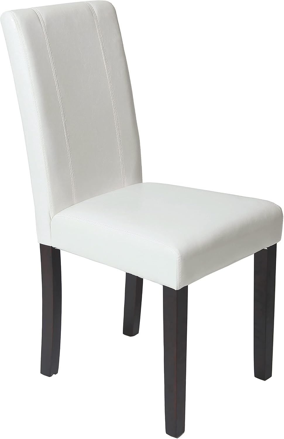 Roundhill Furniture C020BR Urban Style Solid Wood Leatherette Padded Parson Chair, Brown, Set of 2