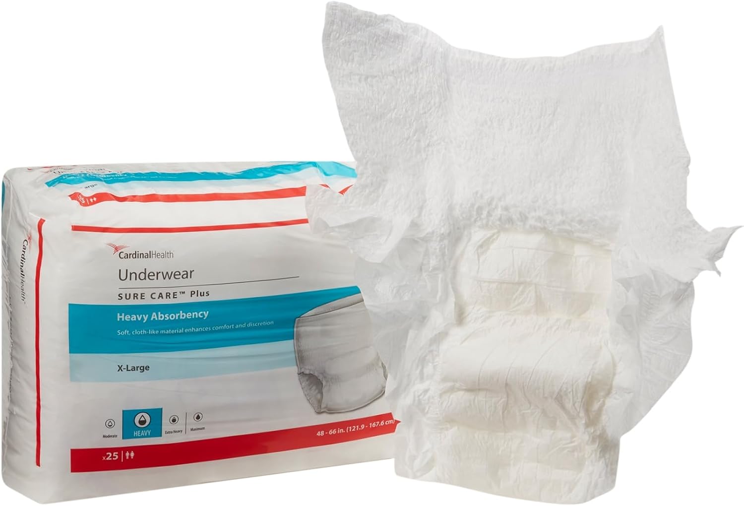 Cardinal Health™ Protective Underwear, Sure Care™ Plus, Heavy Absorbency, Large, Pull-On Adult Disposable Underwear with Tear-Away Seams