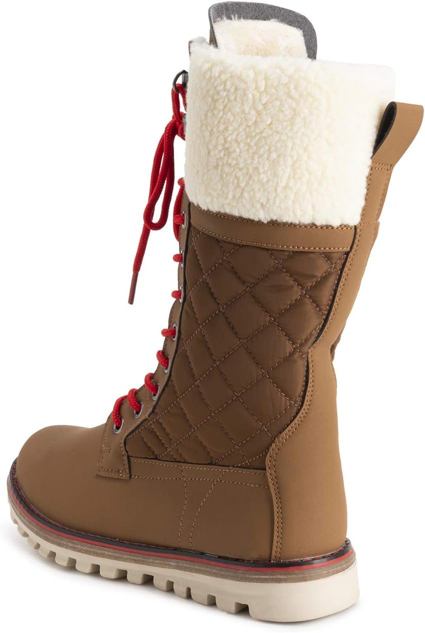 POLAR Womens Faux Fur Warm Thermal Waterproof Outdoor Walking Snow Winter Rubber Sole Calf Boots