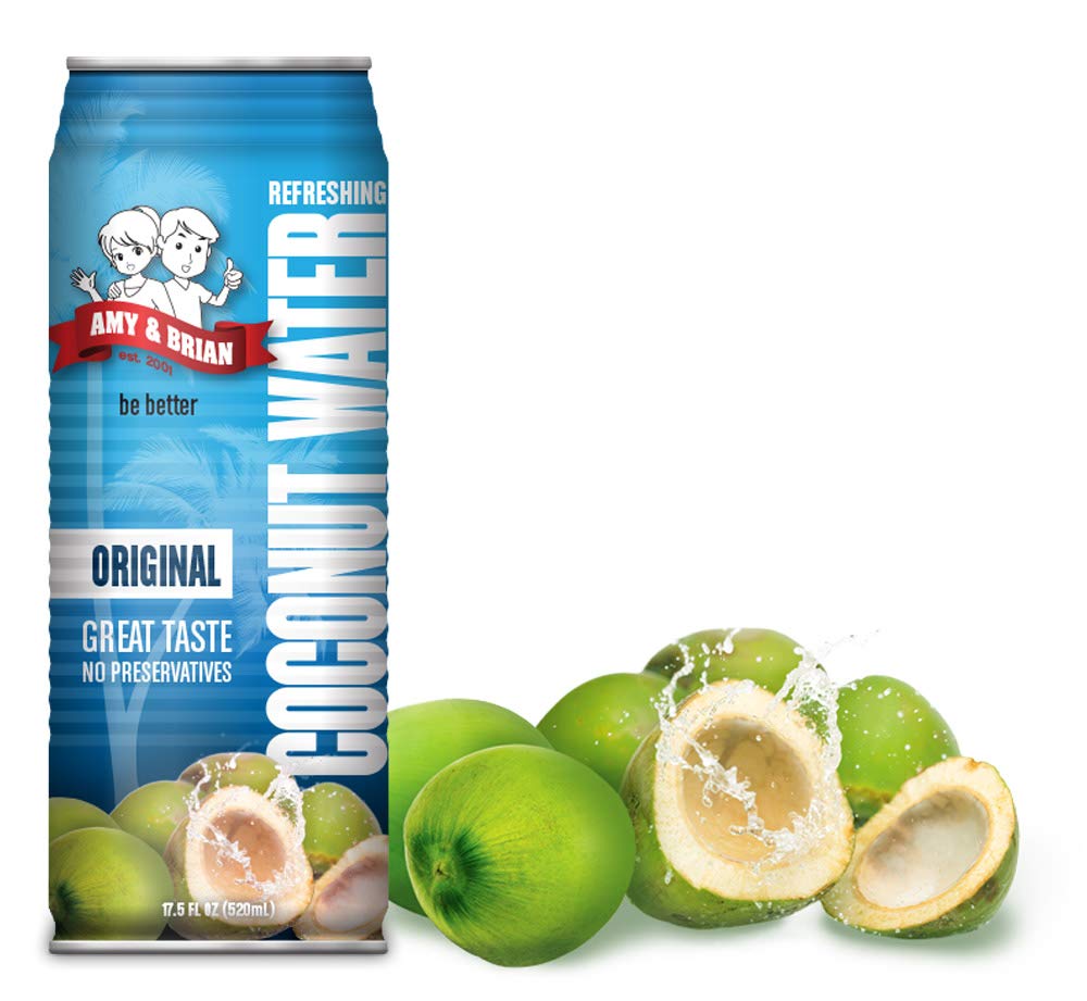 Amy & Brian Non-GMO Coconut Water, Original, 17.5 Fl Oz (Pack of 12)