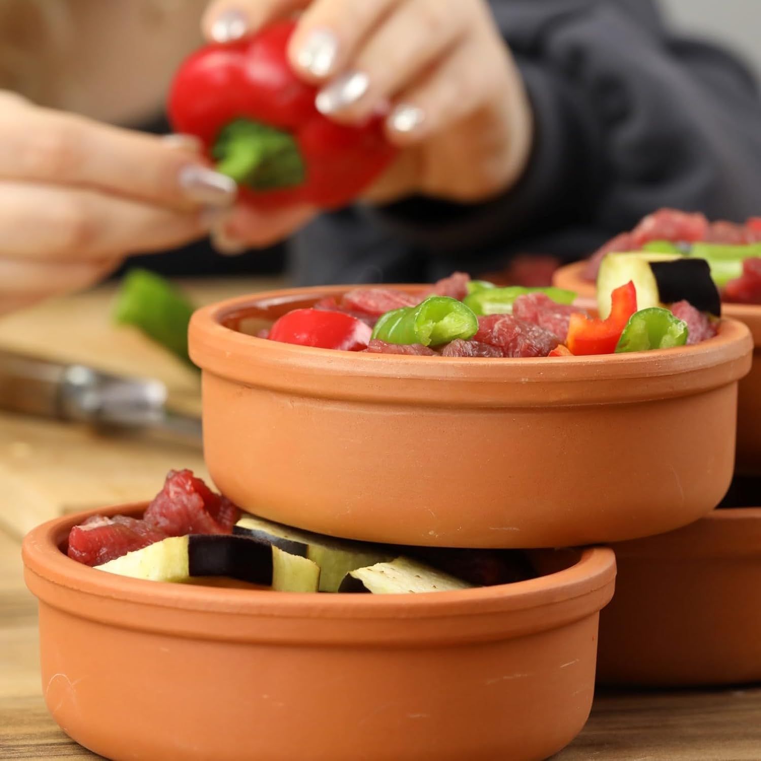Areste Mexican Clay Cookware Set (Set of 6)- Terracotta Cooking Pots, Bowls, Plates, and Serving Dishes - Premium Spanish Earthenware for Baking