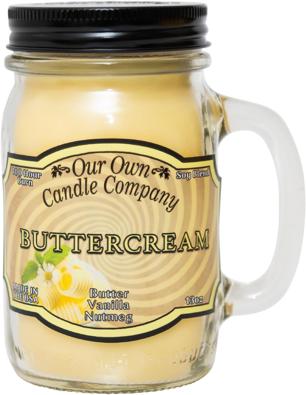 Balsam Pine Scented Mason Jar Candle, Our Own Candle Company, 13 oz | Clean, fresh Balsam-pine-tree scent; soy blend wax; lead-free wick with patented straightener; long lasting