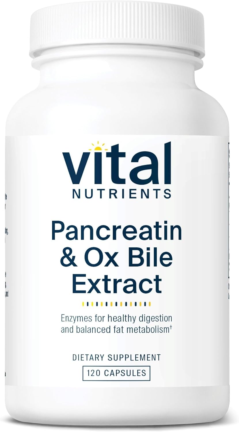 Vital Nutrients Pancreatin & Ox Bile Extract 500mg - Natural Digestive Enzymes for Women & Men - Supports Digestion of Protein, Fat, and Carbohydrates*- Gluten, Dairy & Soy Free - 60 Capsules