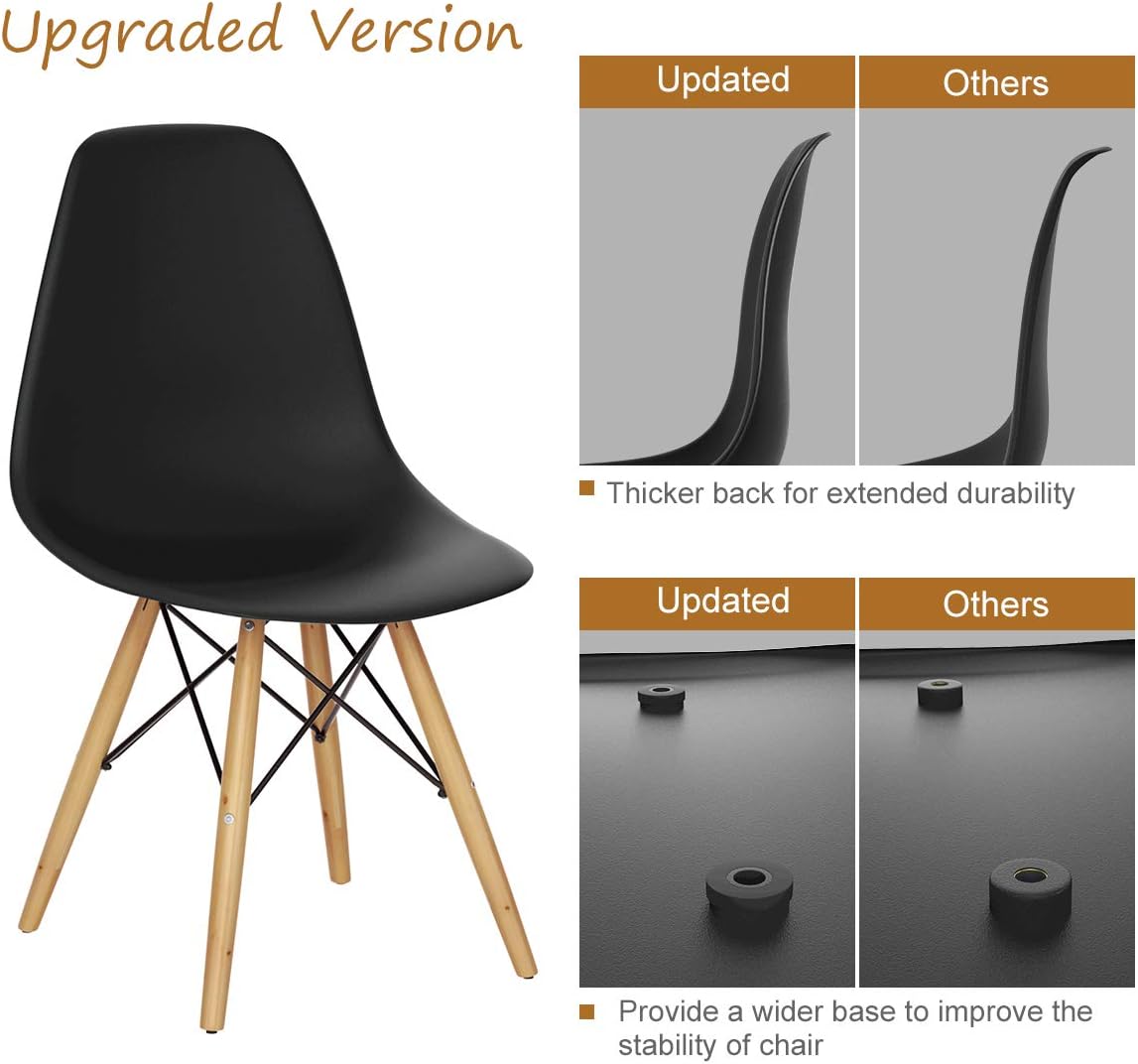 GIANTEX Dining Chairs Set of 2 White, Pre Assembled Dining Room Chairs | Mid Century Modern Kitchen Chairs with Wood Legs, Armless Plastic Dining Side Chair for Kitchen, Living Room