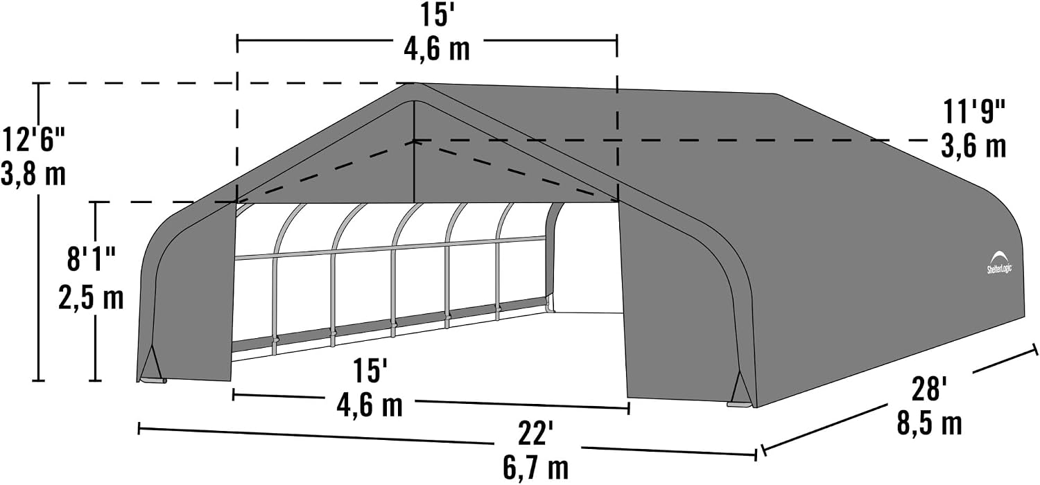 ShelterLogic 82143 Grey 22'x24'x12' Peak Style Shelter