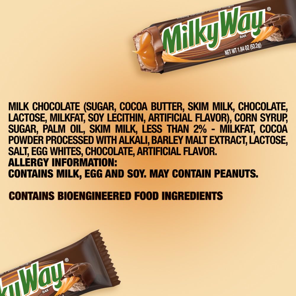 MILKY WAY Milk Chocolate Caramel Candy Bar, 1.84 oz | Full size chocolate candy bar with milk chocolate, caramel, smooth nougat