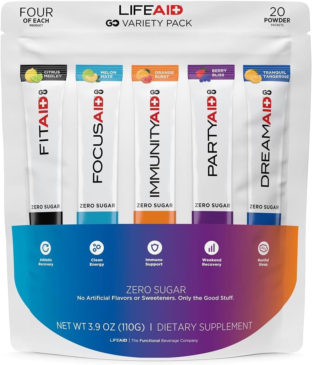 LIFEAID IMMUNITYAID GO Zero Sugar Hydration Packets (14 Packets)