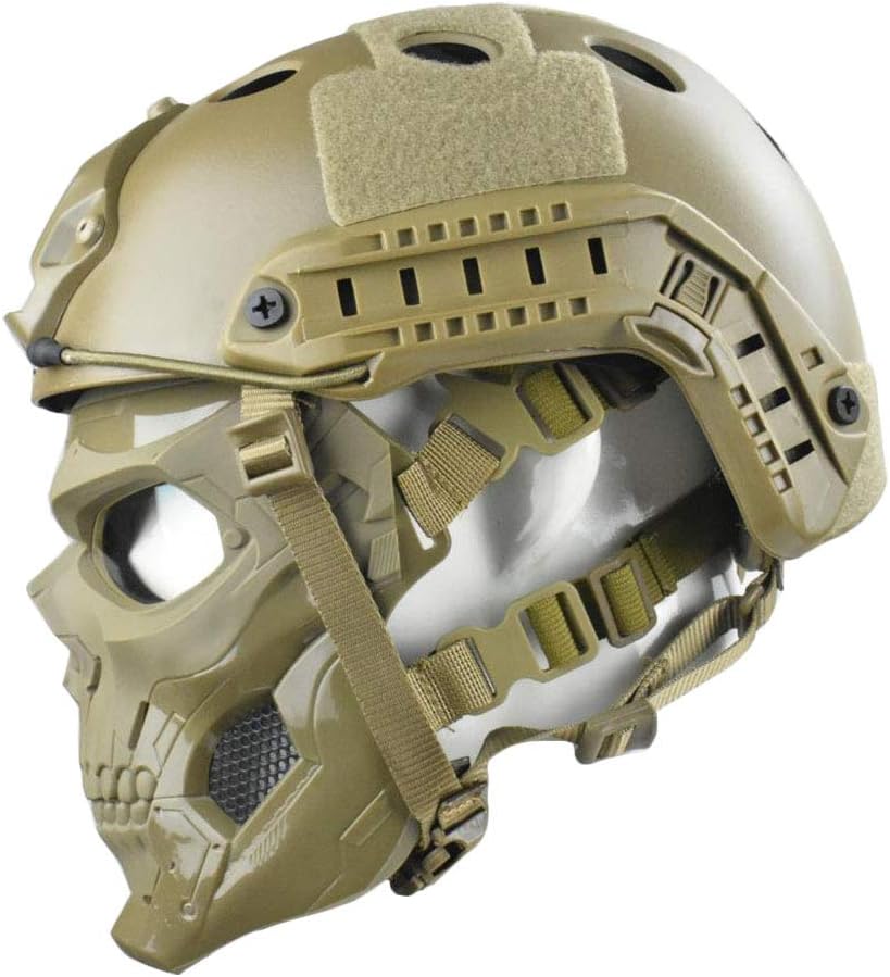 Tactical Mask Protective Full Face Clear Goggle Skull mask Dual Mode Wearing Design Adjustable Strap