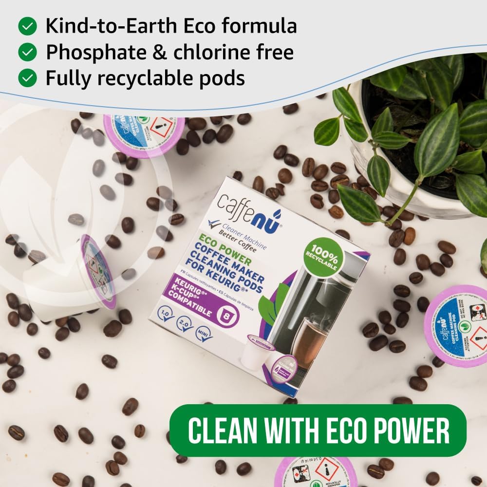 Caffenu Keurig Compatible Cleaning Rinse Pods, 8-Pod Cleaner Kit