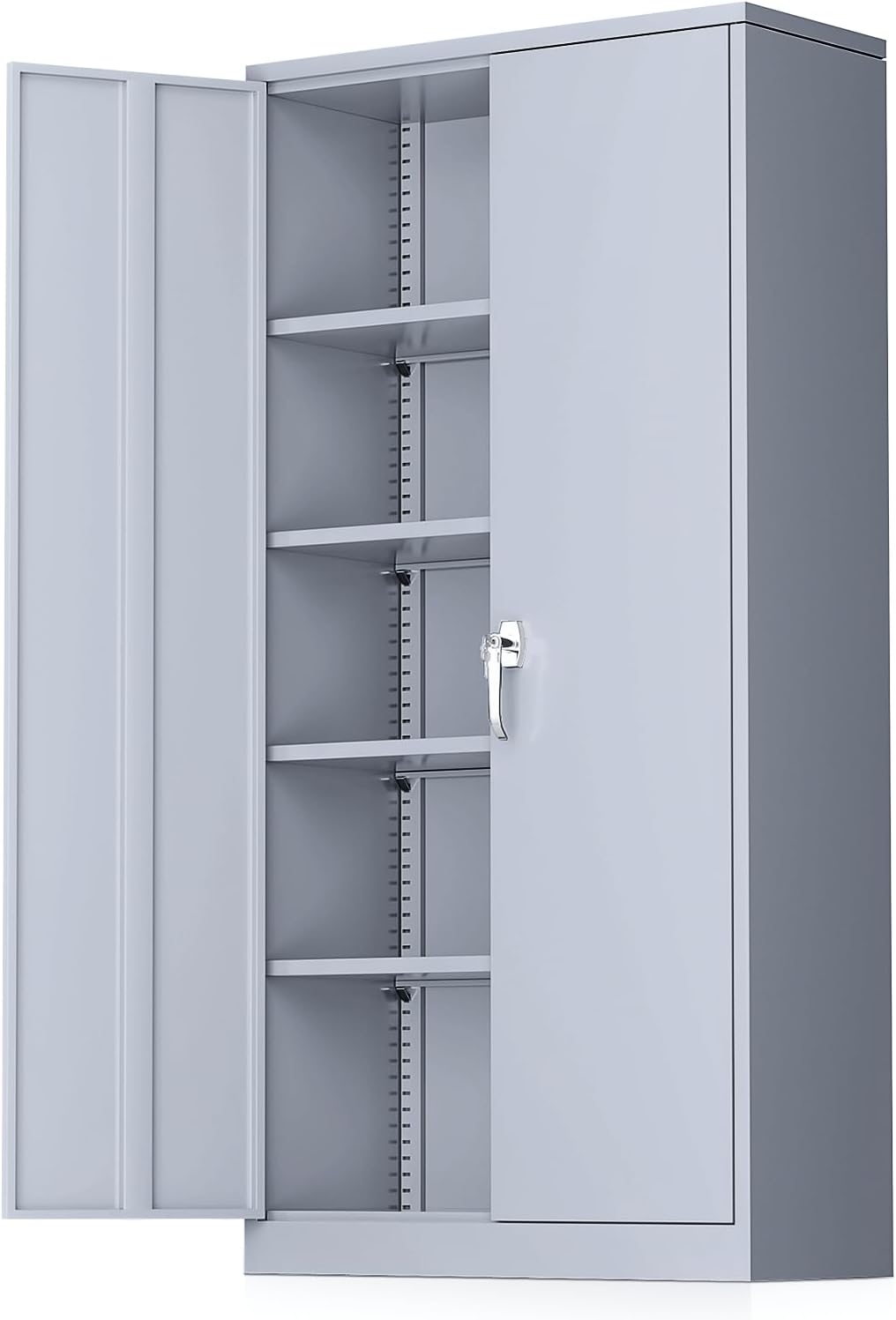 Greenvelly Steel SnapIt Storage Cabinet, 72" Locking Metal Garage Storage Cabinet with 4 Adjustable Shelves, 2 Doors and Lock for File, Office, Garage