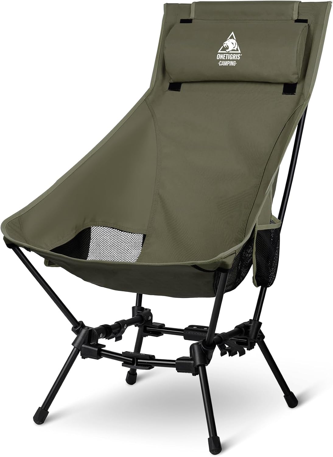 ONETIGRIS Dragonhide Oversized Camping Chair with Pillow Design, Comfortable Widened Seat Folding, 275 lbs Capacity
