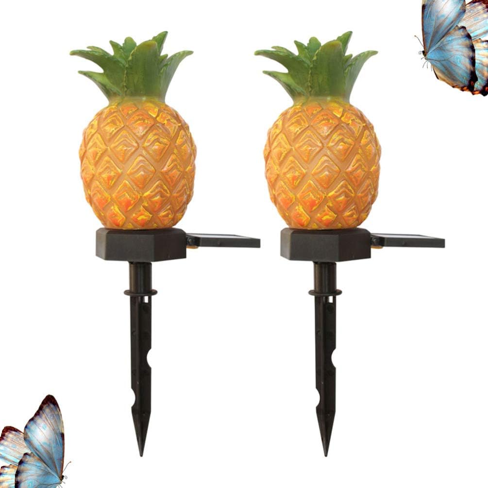 Uonlytech 2-Pack Pineapple Solar Outdoor Landscape Lights Waterproof Solar Garden Lamps for Pathways Yard Patio Party Outdoor Decoration