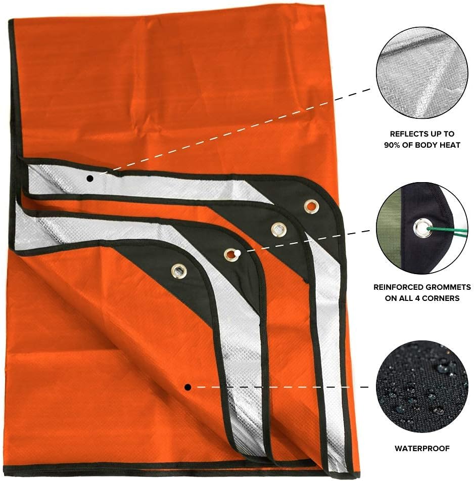 Arcturus Insulated Tarp, Reusable Heavy Duty Thermal Survival Blanket – 60x82in, Reflects 90% Body Heat, Waterproof, Windproof, 3-Layer Design, Reinforced Grommets, Olive Green | Reflective Mylar, Waterproof & Windproof, Reinforced Grommets for Tarp Setu…