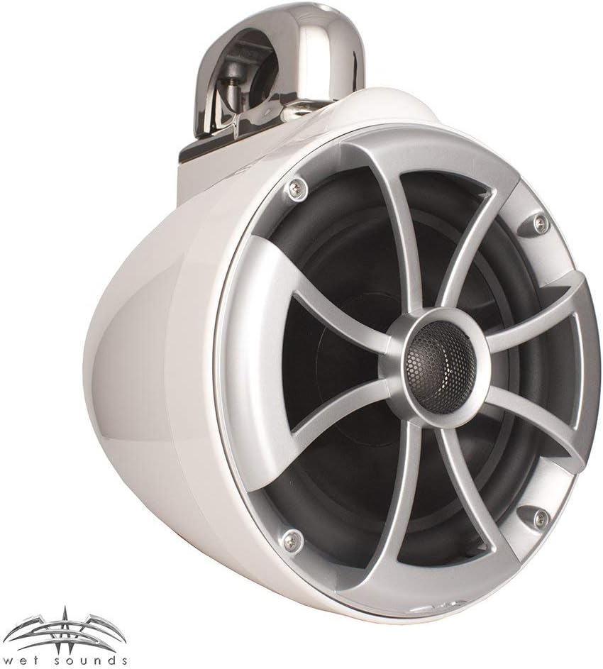 Wet Sounds 2 ICON 8" White Fixed Clamp Tower Speakers- Pair White (Renewed)
