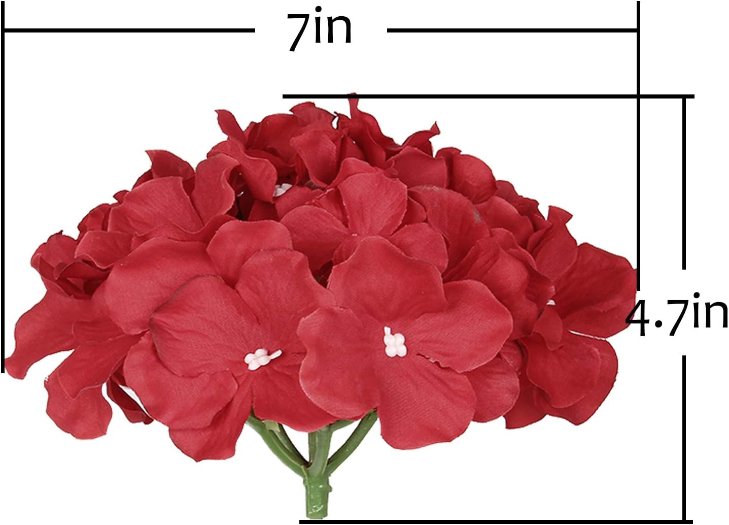 Silk Hydrangea Heads Artificial Flowers Heads with Stems for Home Wedding Decor,Pack of 10 (White)