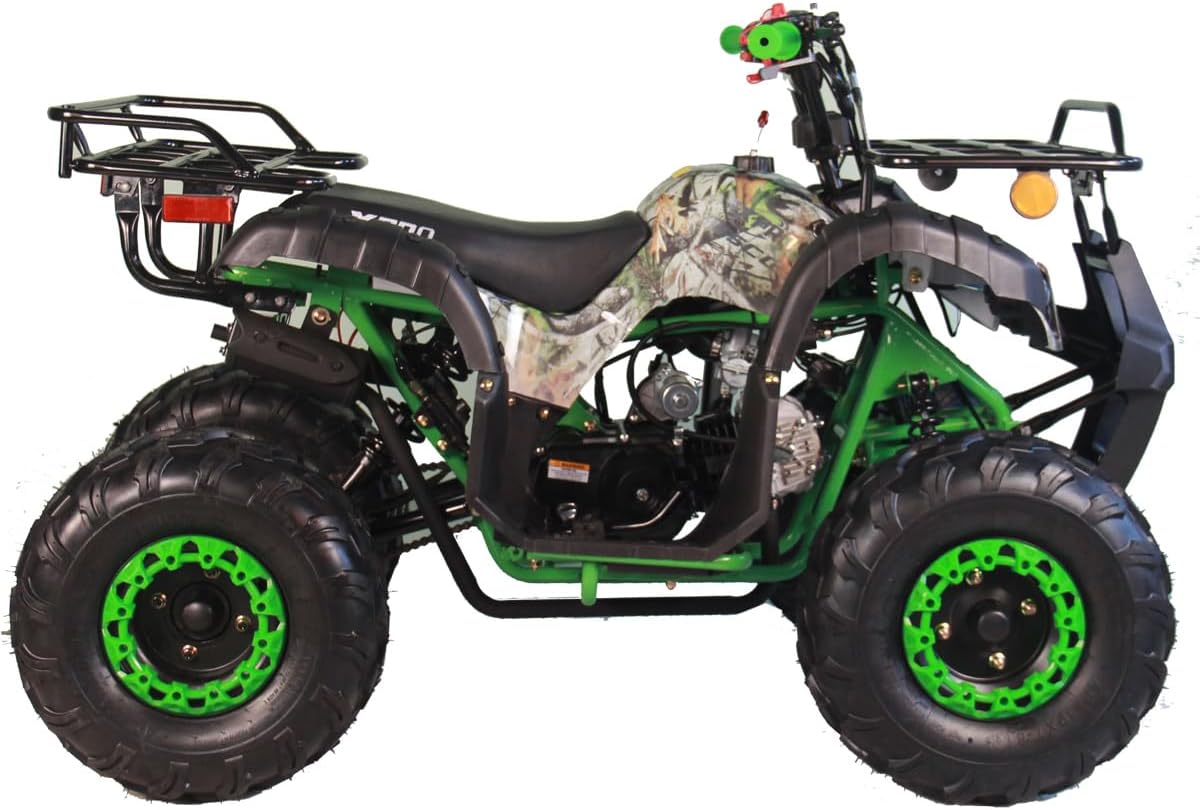 X-PRO 125cc ATV 4 Wheels Quad 125 ATV Quads with LED Lights, Big 19"/18" Tires!（Army Black）