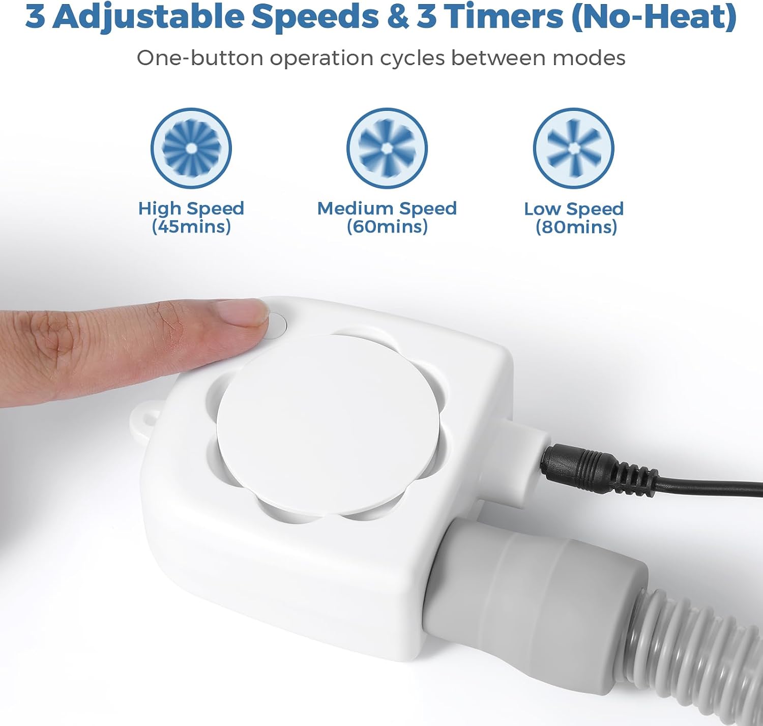 CPAP Hose Dryer, CPAP Tube Cleaner Blower Fan, Fast Drying CPAP Cleaning Kit for All Standard 22mm Diameter Tubing with High-Speed Airflow, 3 Speeds & 3 Timer (45/60/80 Minutes), 5V Adapter