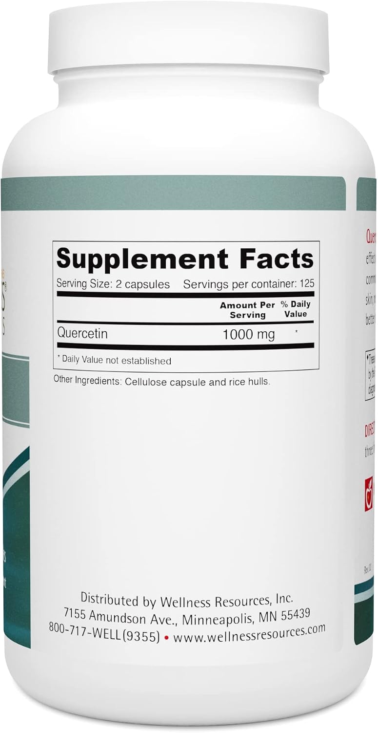 Wellness Resources Quercetin - Immune, Sinus and Allergy Support 1000mg per Serving - (100 caps/50 Servings) Vegan, Non-GMO