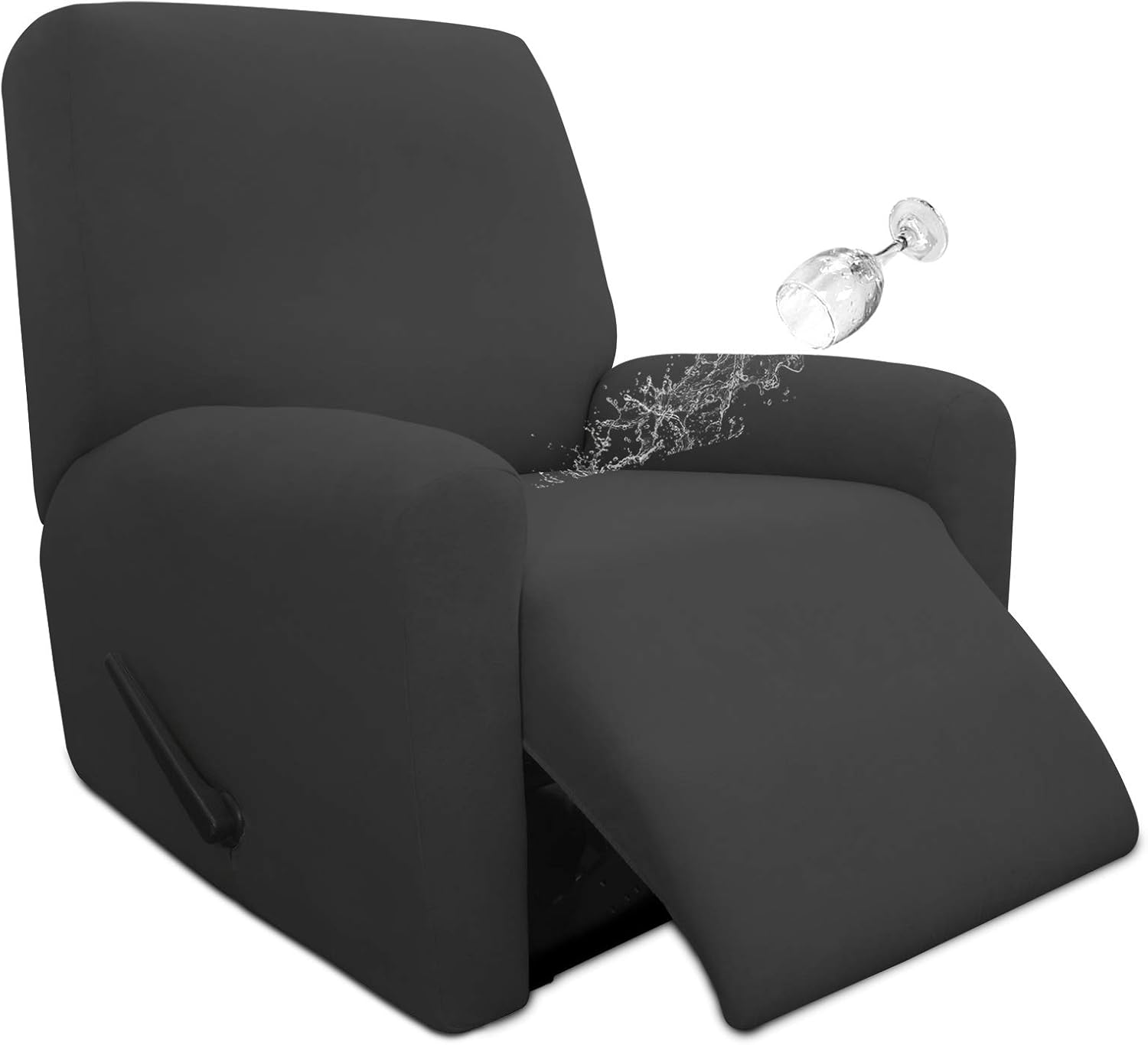 Easy-Going 4 Pieces Waterproof Recliner Chair Slipcover Washable | Stretch Soft Couch Cover for Dogs, Sofa Slipcover for Recliner Couch Furniture Protector for Kids, Pets Dark Gray