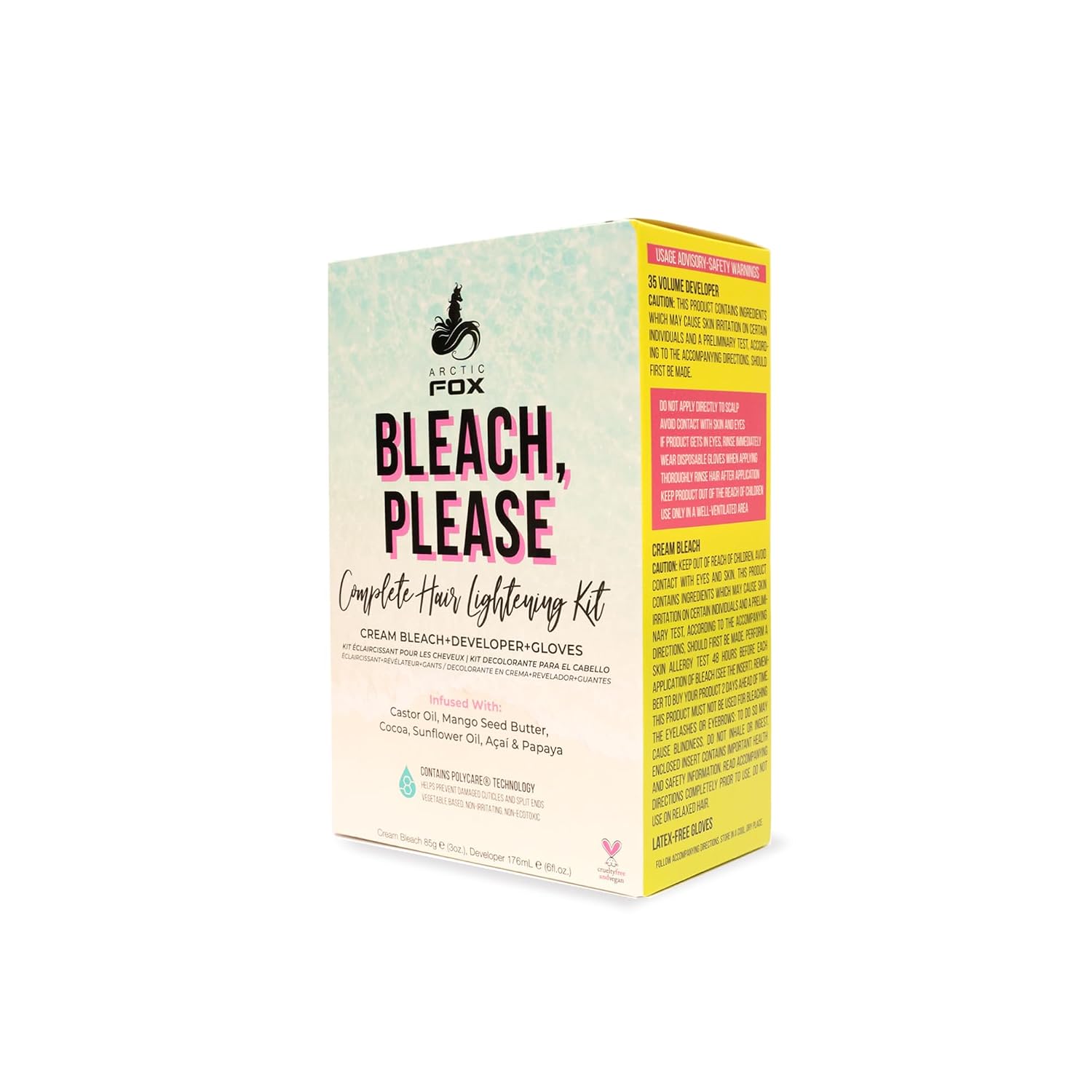 ARCTIC FOX Bleach Please Hair Bleach Kit - Vegan Cream Lightener - 6 oz Kit