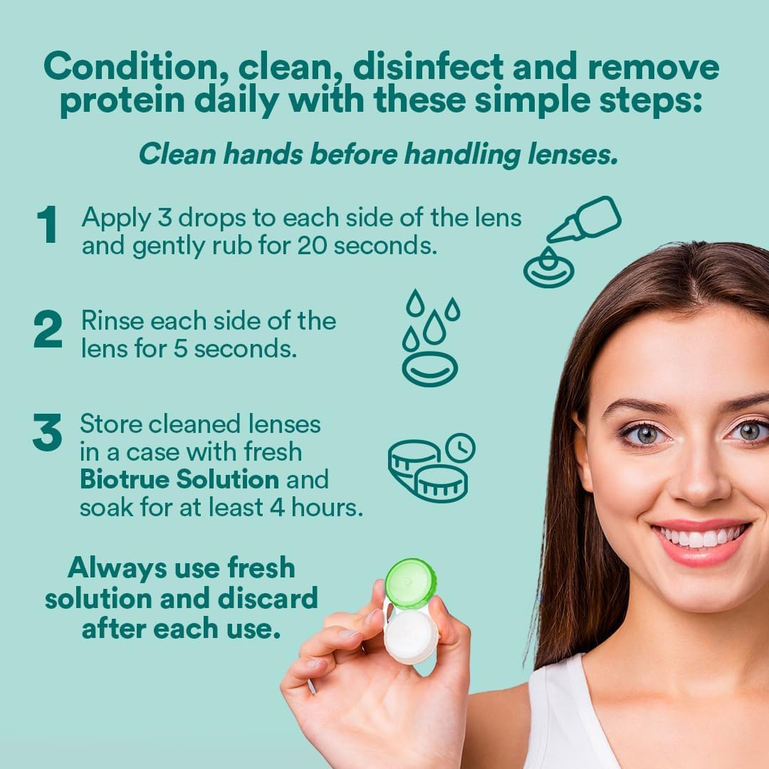 Biotrue Contact Solution, Multi-Purpose Solution with Lens Case, Cleans, Conditions, Hydrates, Disinfects, Removes Protein, Dirt & Debris