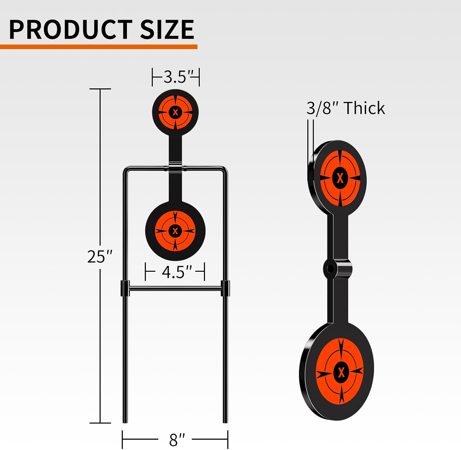 Highwild 3/8 Inch Thick Double Spinner Shooting Targets - Auto Reset Steel Target - for Centerfire Handguns Up to .44 Magnum