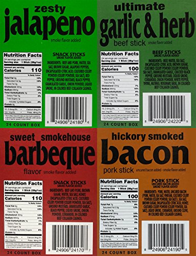 Western's Smokehouse Meat Sticks Variety Pack of 20 – 8 Flavors of Pork and Beef Jerky Sticks - Gluten-Free, MSG-Free, Soy-Free, No Nitrates