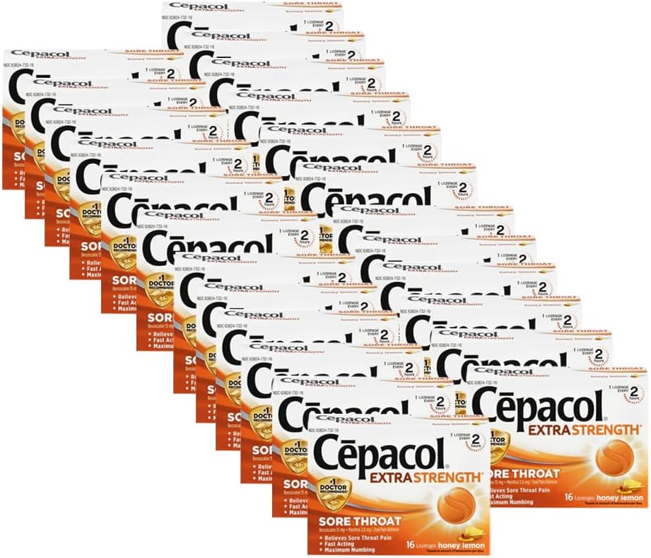Cepacol Extra Strength Sore Throat & Cough Relief Lozenges, 16 Count, Mixed Berry Flavor, Maximum Numbing, Fast Acting Relieves Sore Throat Pain, and Quiets Cough (Pack of 4)
