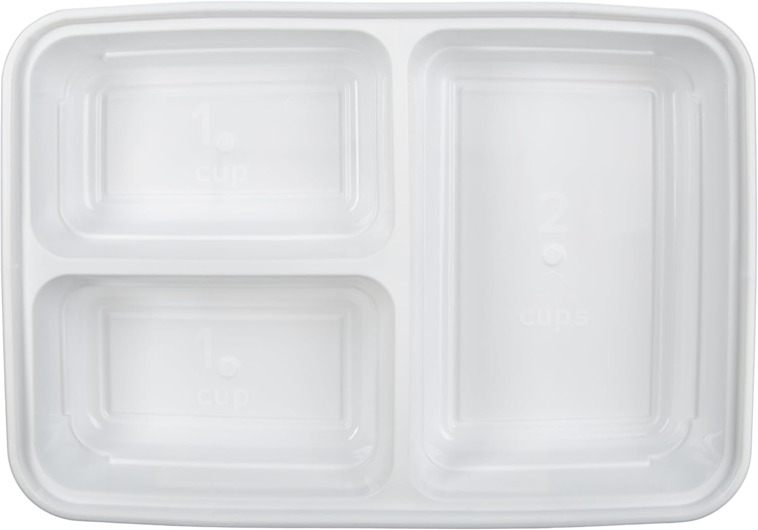GoodCook Food Storage Containers for Meal Prep Rectangle Three Compartments & Made without BPA, 20-Piece, White