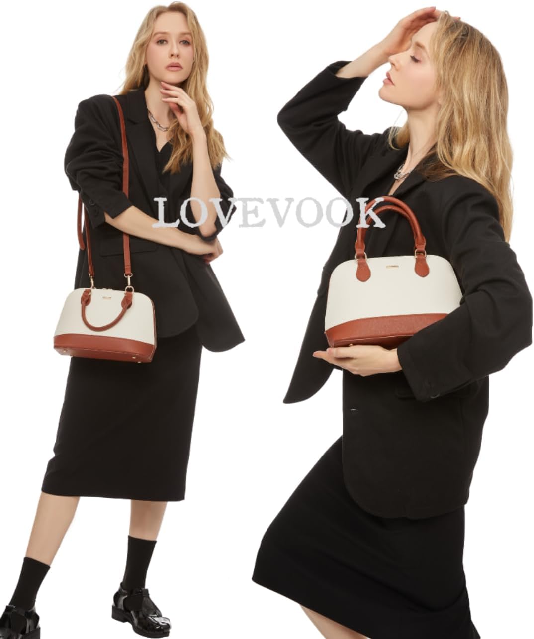 LOVEVOOK Purse for Women, Crossbody Dome Satchel Handbag with Double Zip