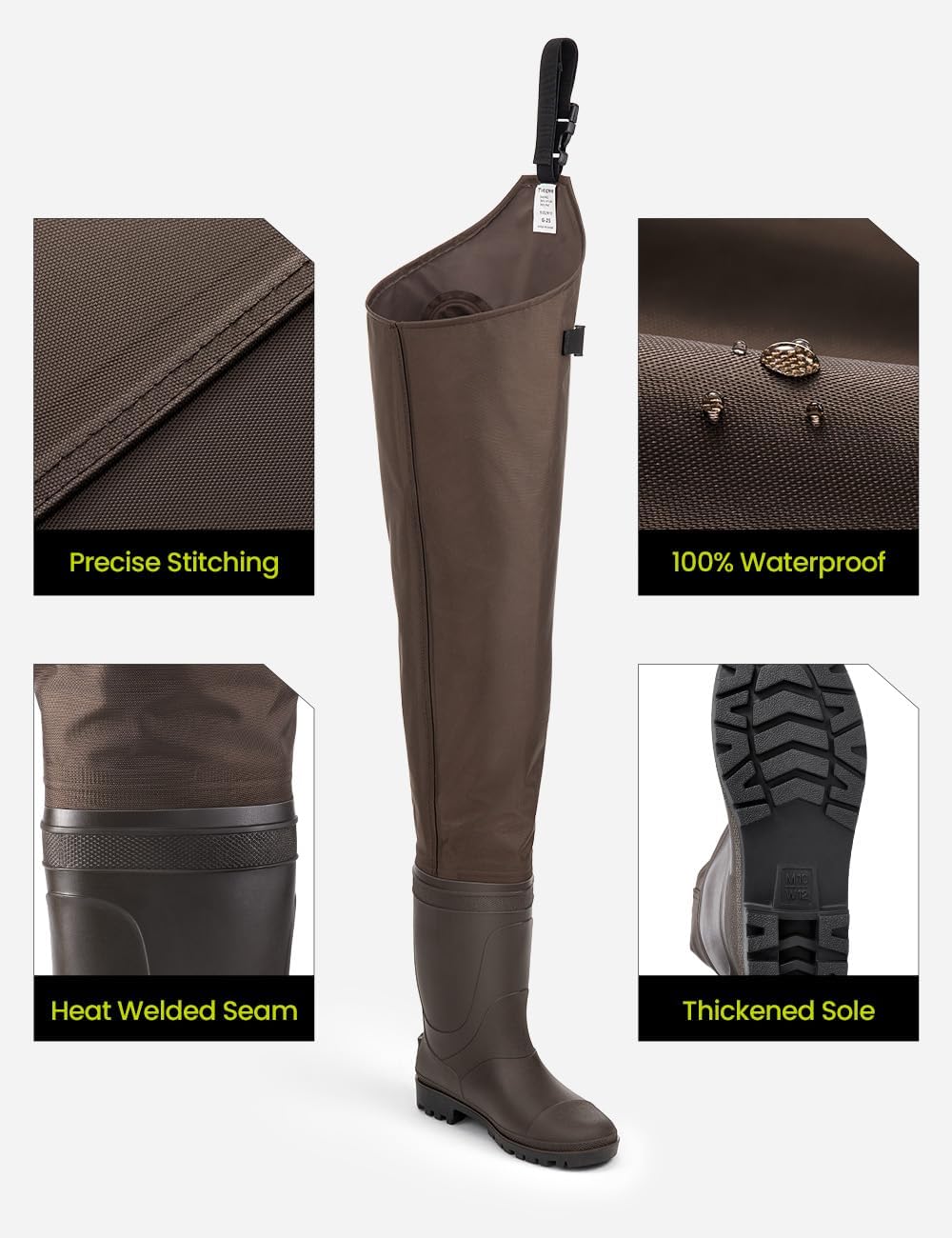 TIDEWE Fishing Hip Waders, Lightweight Hip Boots for Men Women | Waterproof 420D 2-Ply Nylon/PVC, Hunting Bootfoot Waders, Boot Hanger Included