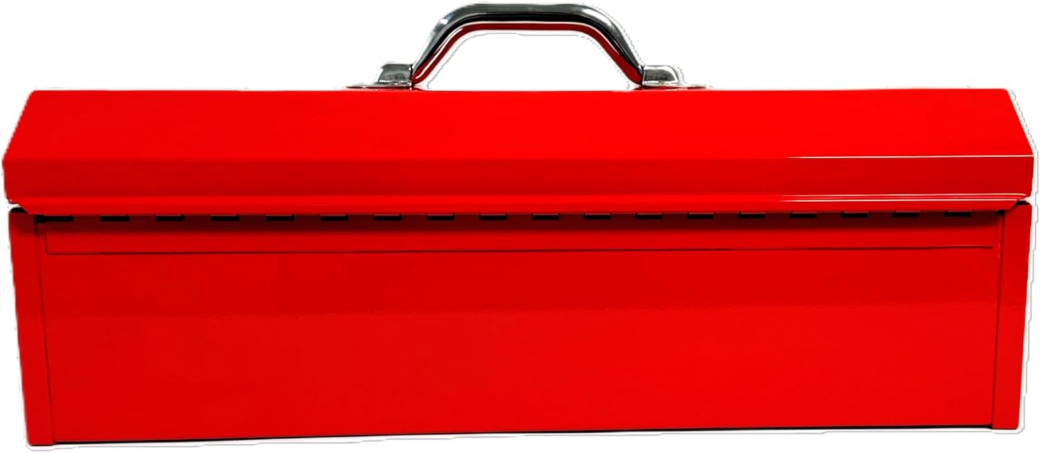 Homak Tool Box, 16" Portable Steel Small Tool Box with Metal Latch Closure & Plastic Handle, Multi-Purpose Heavy Duty Toolbox, Red