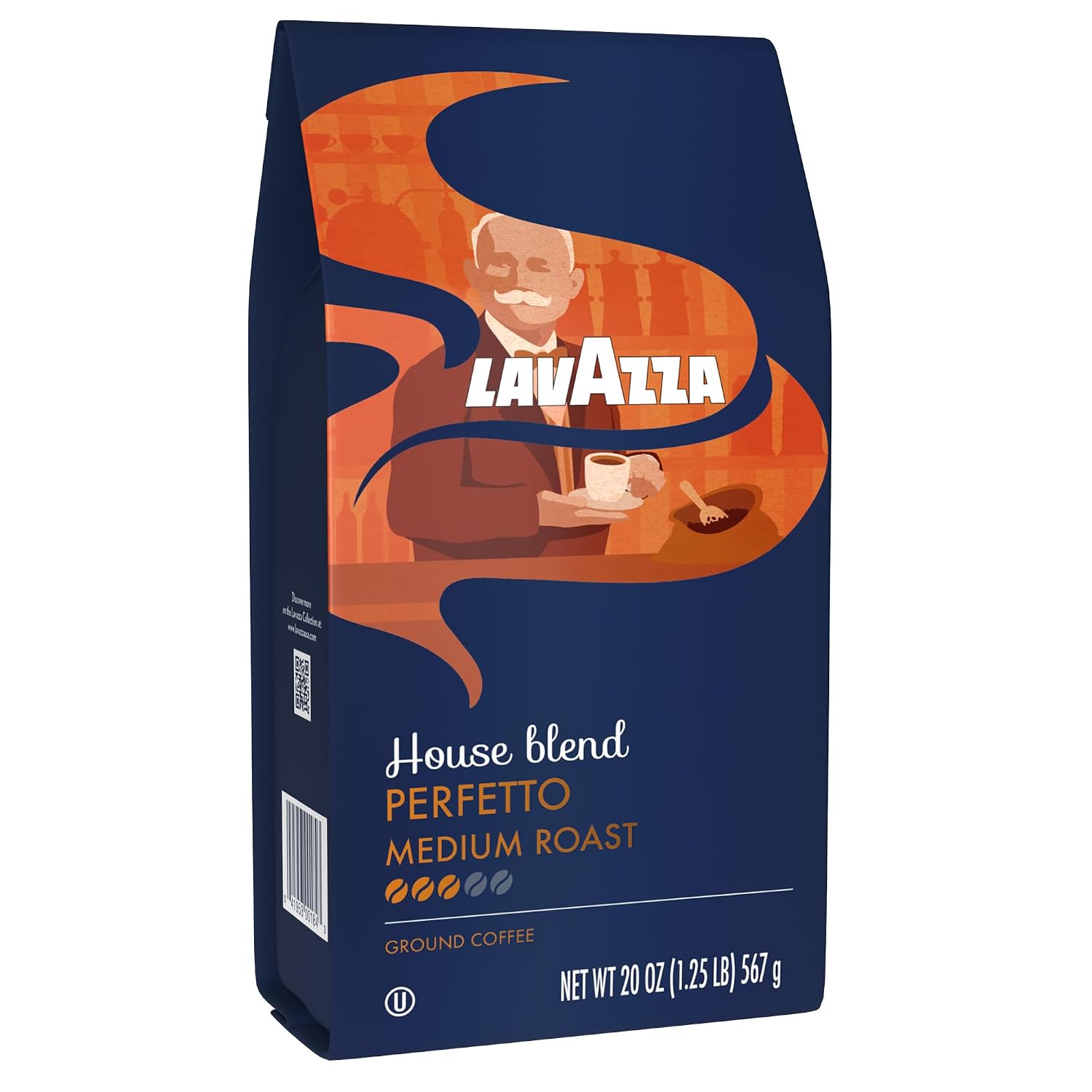 Lavazza Opera Intenso Ground Coffee 12oz Bag, Dark Roast, Bold and Balanced Taste, Intensity 4/5, Arabica and Robusta, Ideal for Drip Brewers, (Pack of 1) - Package May Vary