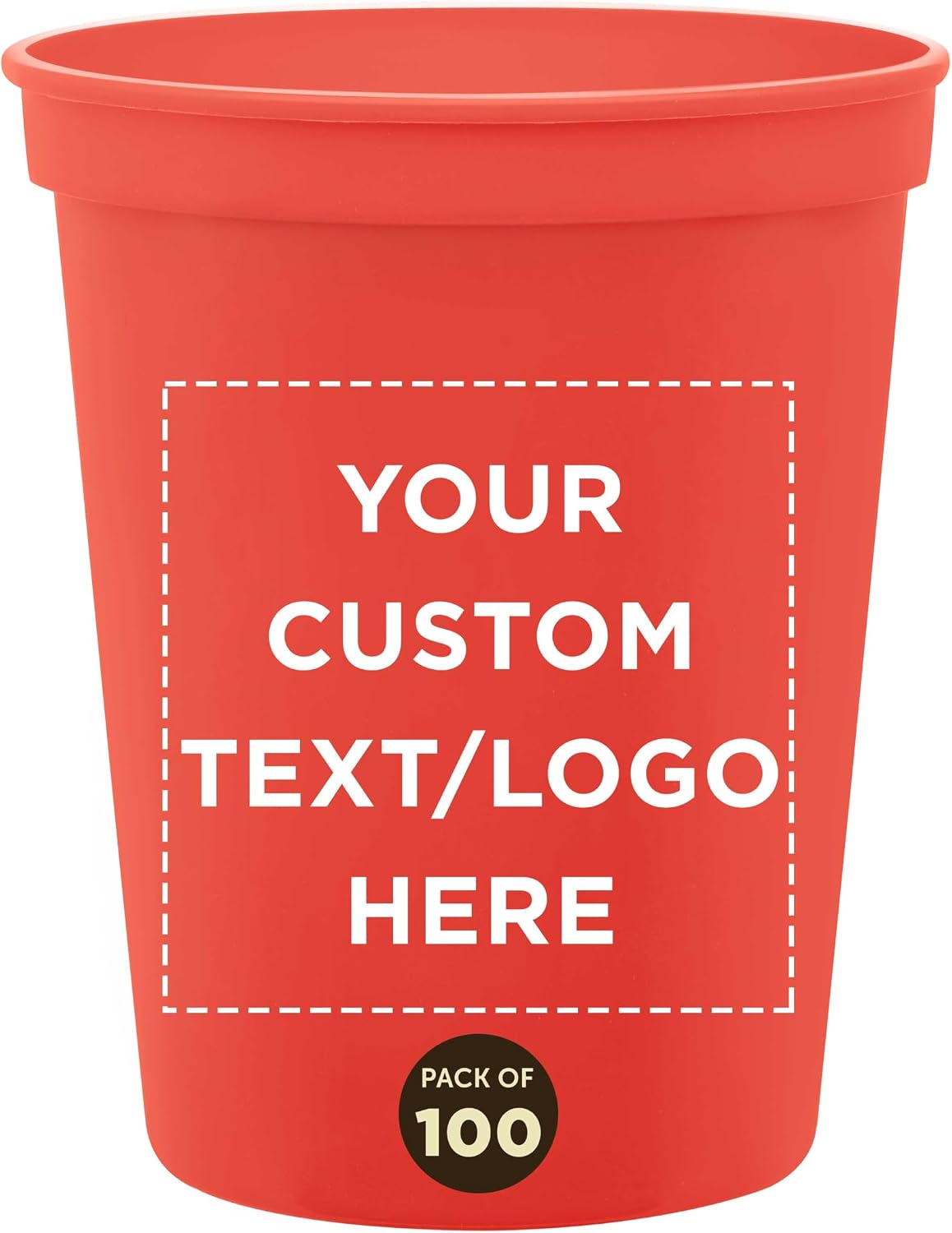 DISCOUNT PROMOS Custom Plastic Stadium Cups 16 oz. Set of 10/50/100, Personalized Bulk Pack - Perfect for Birthdays, Weddings, Picnic, Beach
