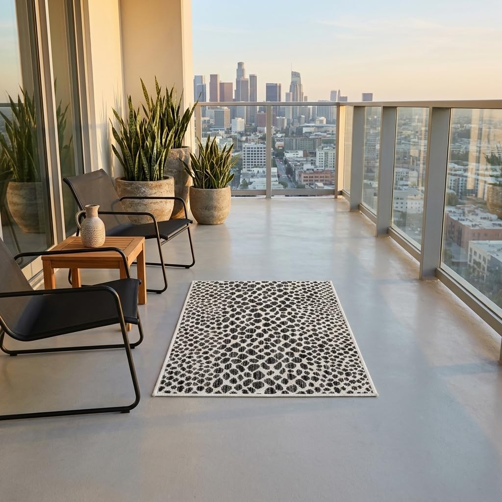 Unique Loom Outdoor Collection Area Rug - Cape Town (9' x 12' Rectangle, Blue/Ivory)