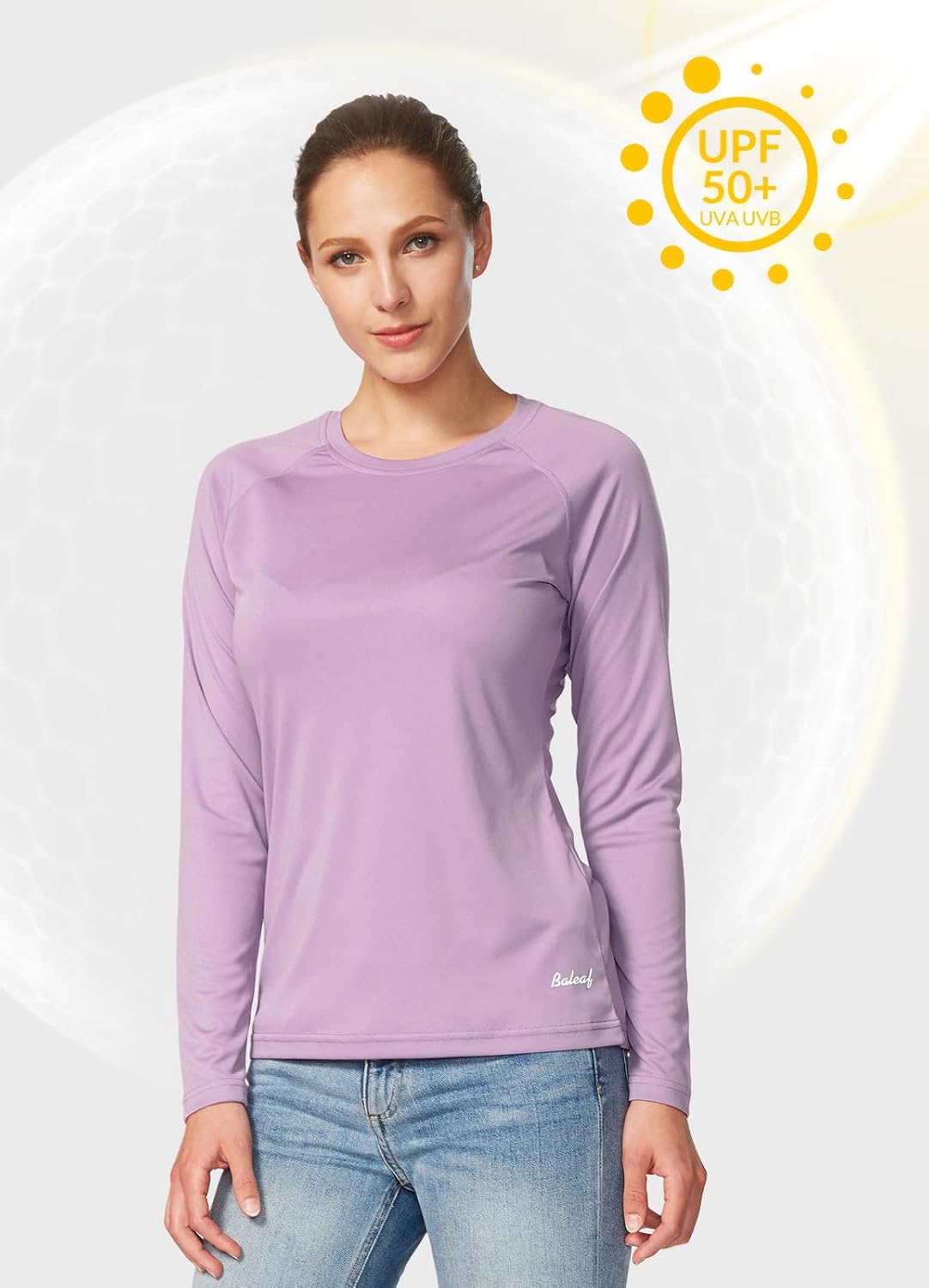baleaf Women's UPF 50+ Sun Shirts Long Sleeve Stretchy Quick Dry | Lightweight, Rash Guard, UPF 50+ Sun Protection, Breathable Comfort material for Hking Workout, Excellent for hot weather