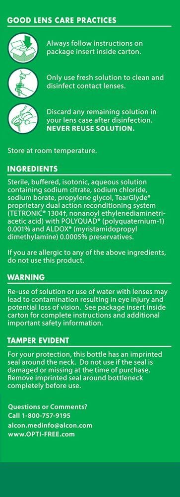 OPTI-FREE Replenish Multi-Purpose Contact Lens Solution, 10 Fl Oz
