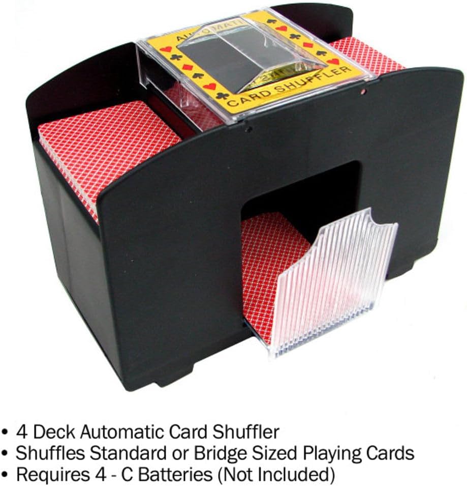 Automatic Card Shuffler – Battery-Operated 4-Deck Playing Card Dispenser – For Game Night and Casino Game Accessories by Trademark Poker