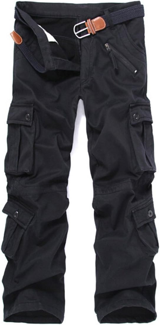Men's Winter Fleece Lined Military Cargo Pants Casual Outdoor Pants