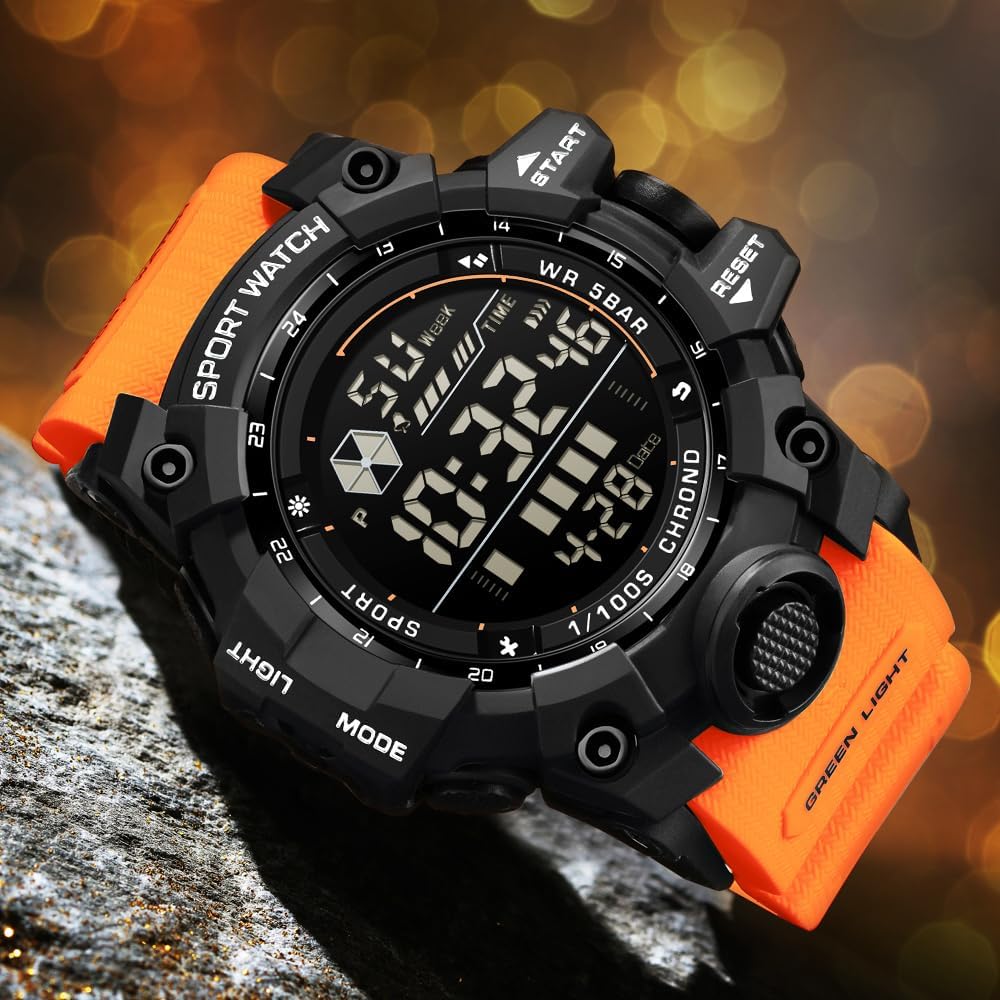 FANMIS Men's Digital Sport Watch Military LED Alarm Waterproof Quartz Watch | Tactical Outdoor Sport Watch Multi Function Led Display Alarm Stopwatch Date Quartz Rugged Style Daily Water Resistance
