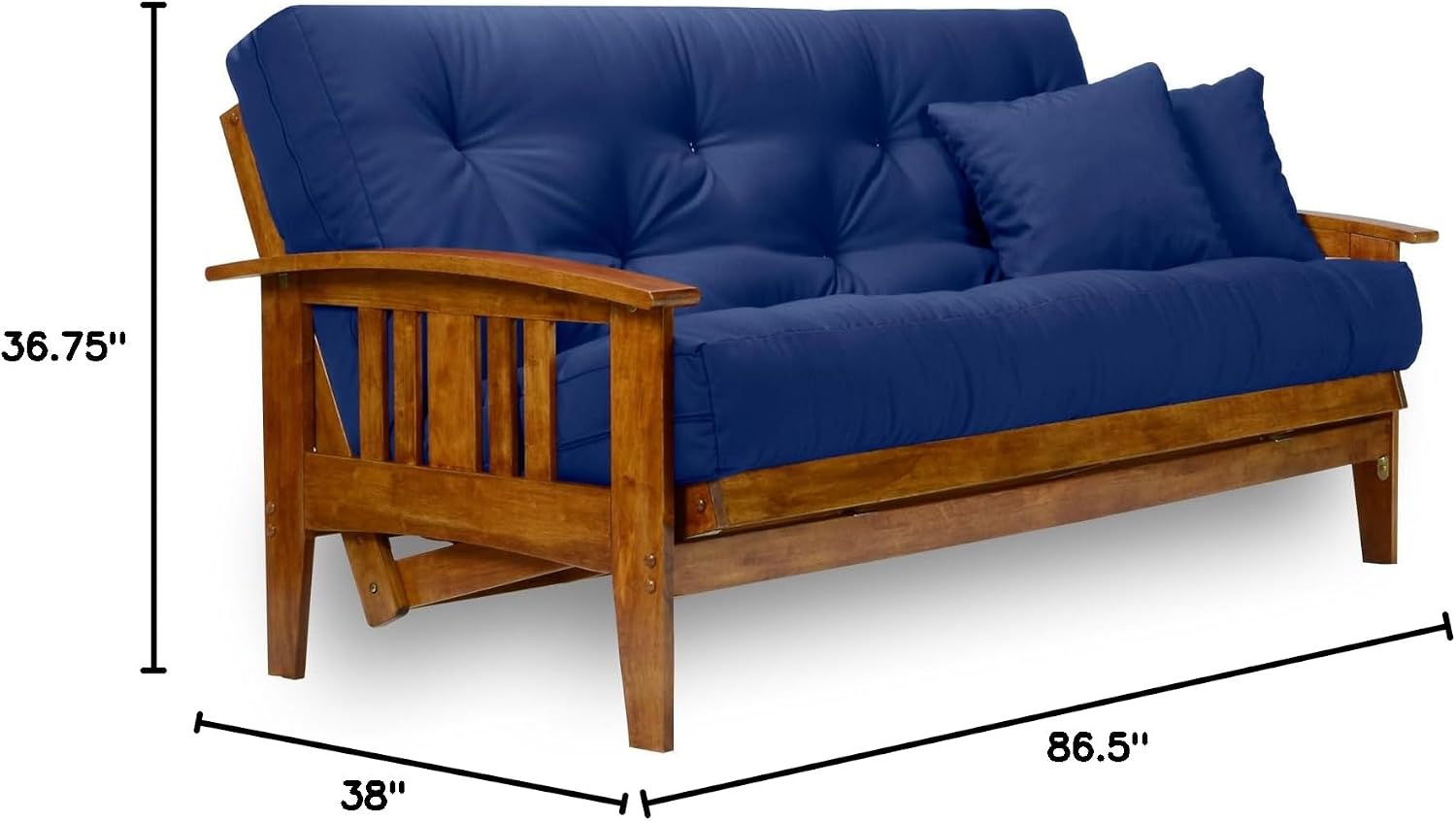 Westfield Futon Set - Queen Size, Frame, 8" Mattress, Twill Ivory Cover