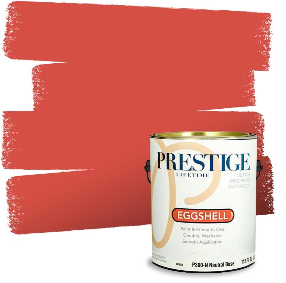 PRESTIGE Paints Exterior Paint and Primer In One, 1-Gallon, Satin, Comparable Match of Sherwin Williams* Real Red*