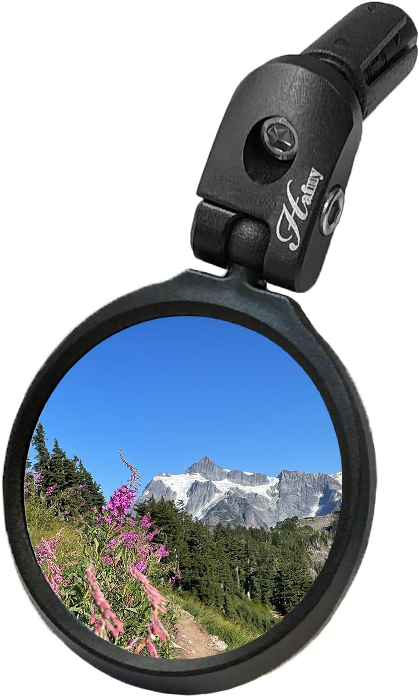 Hafny Bike End Bike Mirror, Adjustable Convex Rear View Mirror for Bicycle, Clear HD Glass Lens, 360° Rotatable, Fits MTB Road E-Bike Scooter, HF-M951-FR03 (1pc Silver Glass, 62mm Dia)