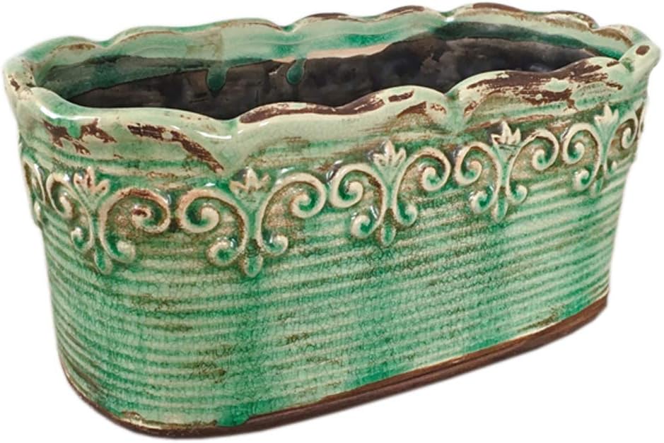Blue Rectangular Ceramic Succulent Planter, 10 Inch, Indoor Use