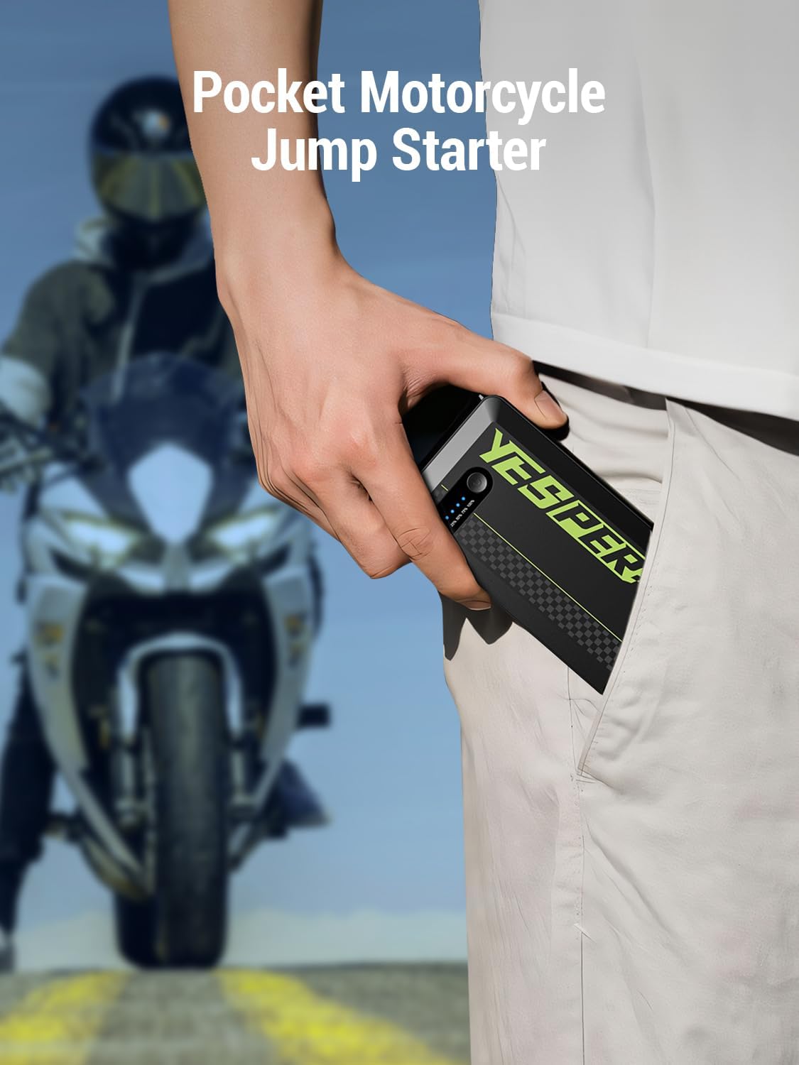 YESPER 12V Portable Car Jump Starter 1500A Motorcycle Battery Jump Pack | Supersafe Powerful Booster Jump Box Pocket Starter Pack(Up to 7L Gas and