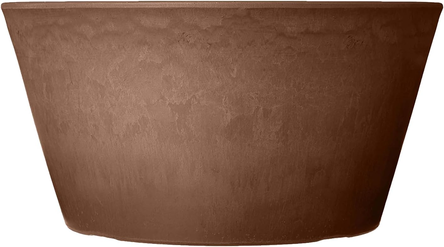 PSW Pot Collection TD25TC Plastic/Stone/Wood Composite Shallow Bulb Pan - No Drainage Hole (Drillable), Planter for Succulents, Bonsai, Fairy Gardens, Herbs, 10-inch, Terra Cotta Color