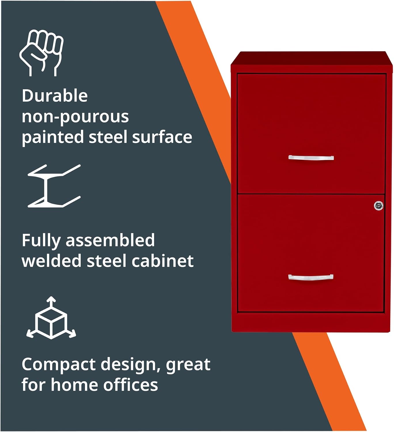 NuSparc 2 Drawer Locking Filing Cabinet | Pre-Assembled Steel Construction | Space-Saving Design is Perfect for Home and Small Office | Letter-Size | Assembled in North America