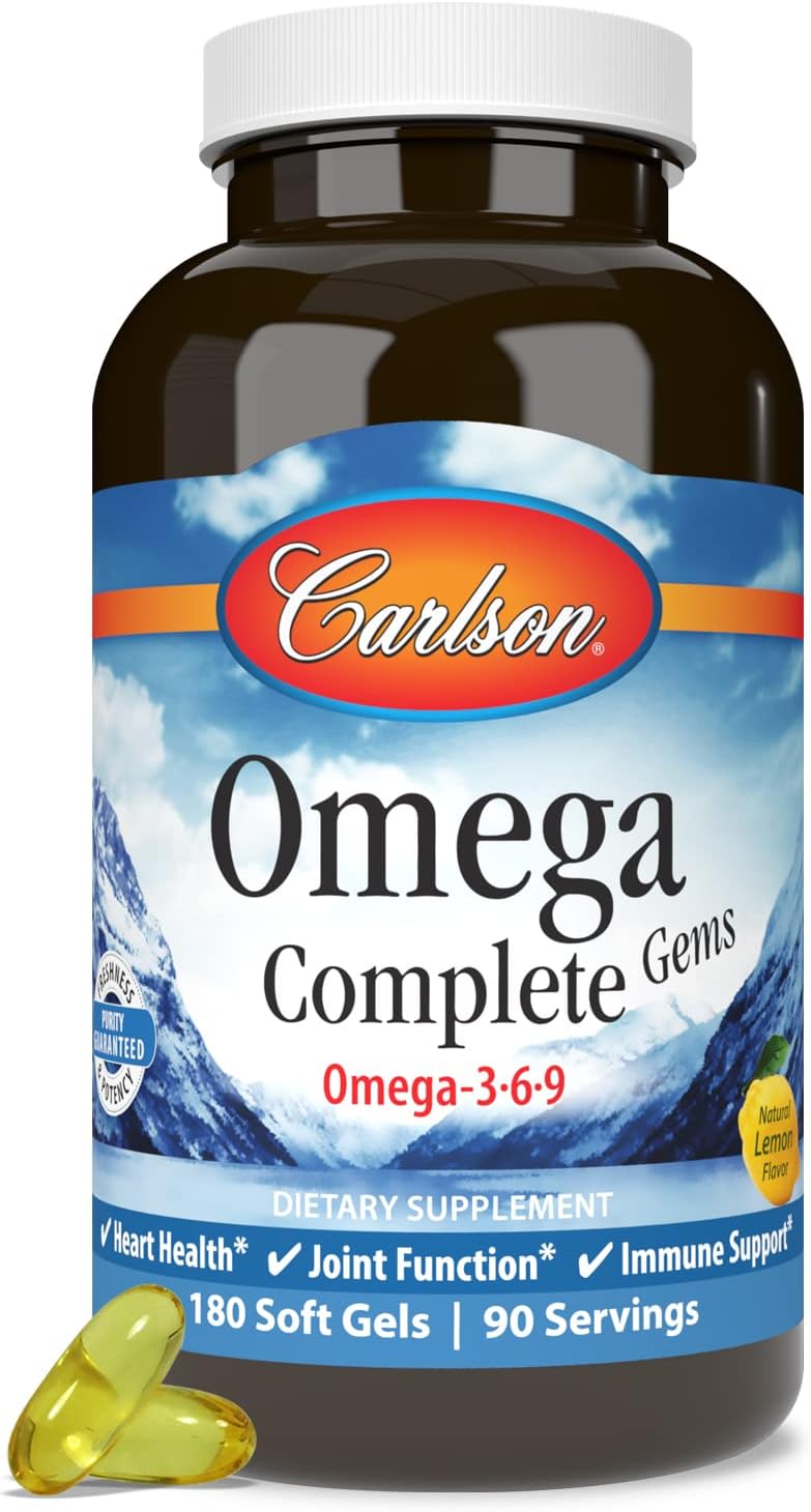 Carlson Elite Omega-3 Gems, 1600 mg, from Norway, Lemon, 90 + 30 Softgels | Omega-3 Fatty Acids Including EPA and DHA; Wild-Caught Fish Oil Supplement; Sustainably Sourced Omega 3 Fish Oil Capsules